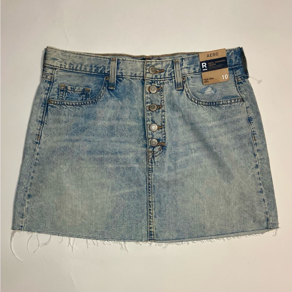 Aeropostale High Rise Light Denim Mini Skirt